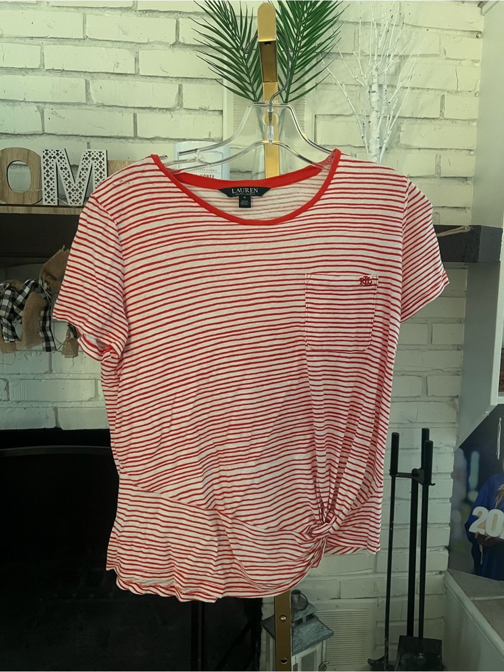 Red & White Striped Tie-Hem Tee
